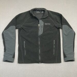 Marmot Jacket Mens Small Black Gore Windstopper Fleece Full Zip Hiking Outdoor